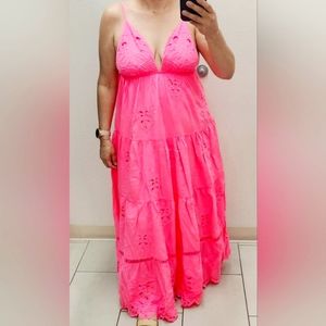 Farm rio pink low back dress.